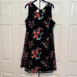 Kate & Mallory Black Floral Embroidered Dress